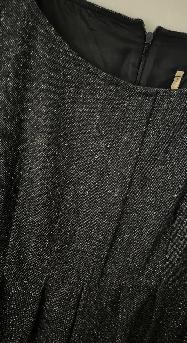 Siyah kırçıllı  Midi Kadın Kışlık elbise - Görsel 2