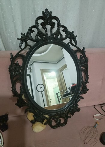 İkea Vintage Tac Model Siyah Dekoratif Oval Ayna