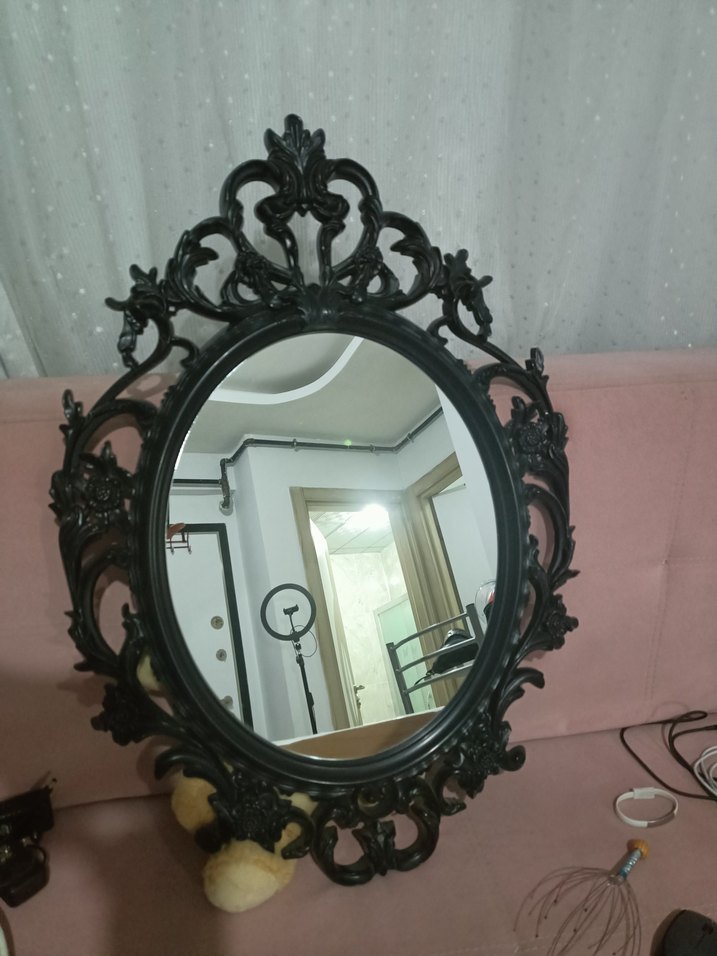 İkea Vintage Tac Model Siyah Dekoratif Oval Ayna - Görsel 2