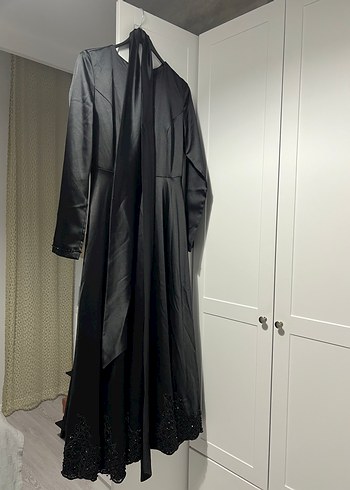 Uzun Siyah Gotik Kadın Abiye Elbise