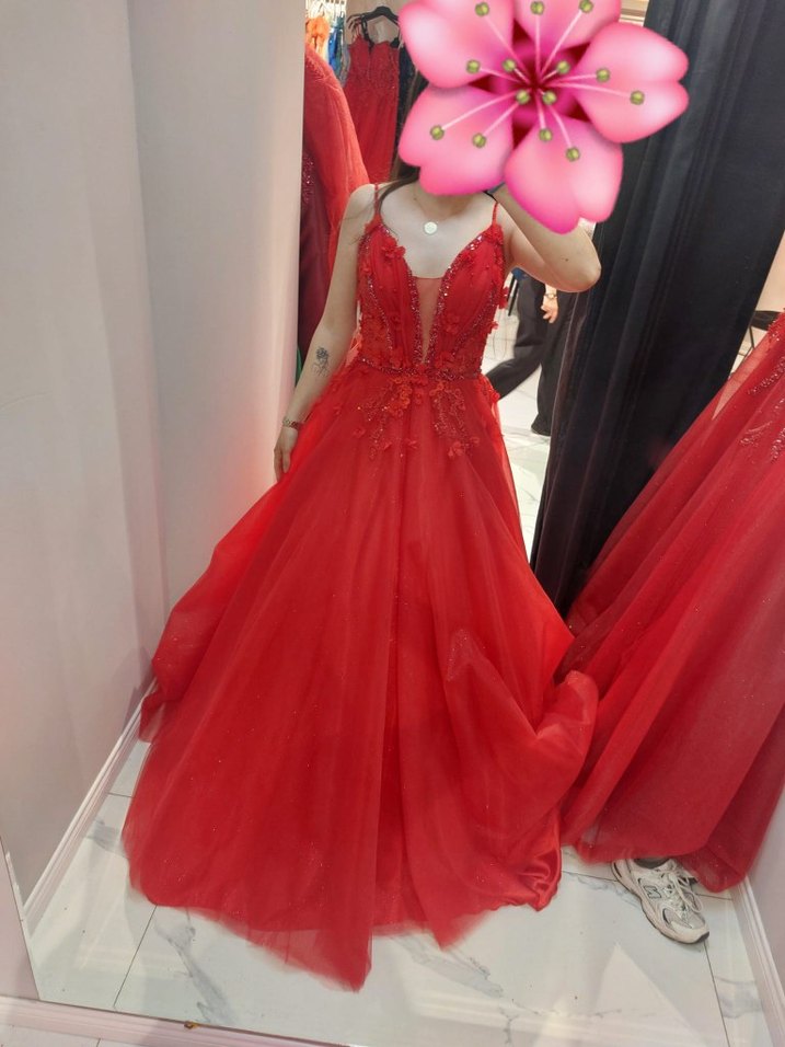 Kırmızı askılı abiye kınalık - Görsel 2