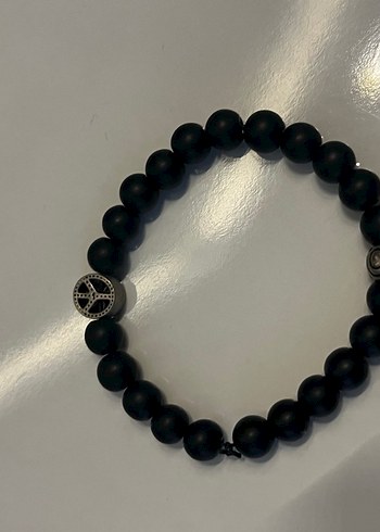 Siyah Boncuklu Rock Punk Bileklik - Görsel 2