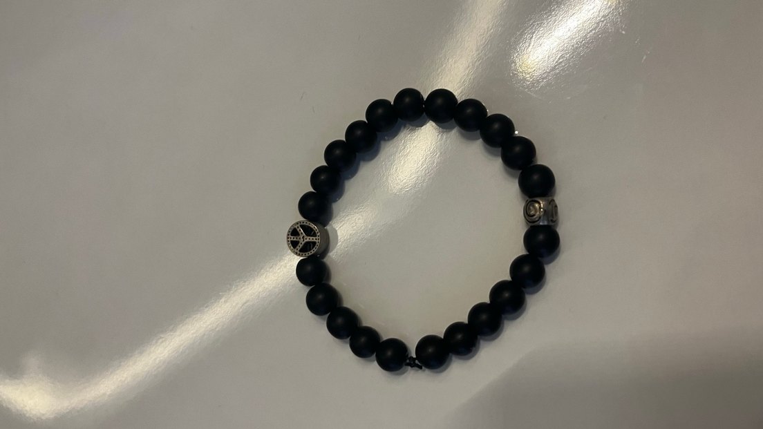 Siyah Boncuklu Rock Punk Bileklik - Görsel 2