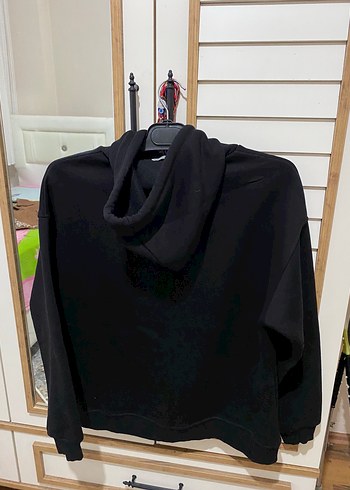 38 Beden Siyah Kadın Kapüşonlu Sweatshirt