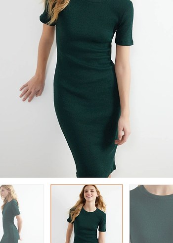 42 Beden Yeşil Strappy Midi Kalem Elbise