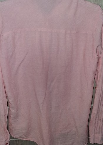 Fenty Beauty Pembe Keten Kadın Gömlek, Düğmeli, Uzun Kollu