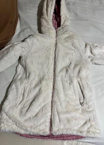 Kız Çocuk Pembe Peluş Detaylı Mont - Görsel 4