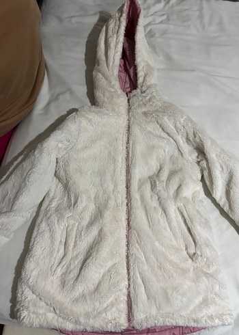 Kız Çocuk Pembe Peluş Detaylı Mont - Görsel 6