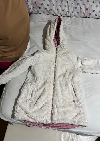 Kız Çocuk Pembe Peluş Detaylı Mont - Görsel 5