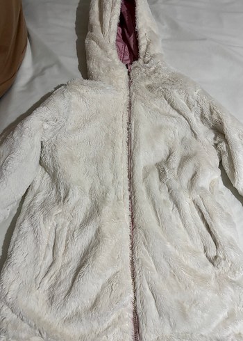 Kız Çocuk Pembe Peluş Detaylı Mont - Görsel 7