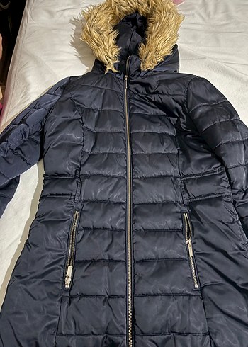 Kürklü Kapüşonlu Siyah Kadın Kışlık Mont - Görsel 2