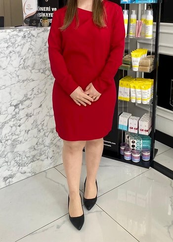 Kırmızı Drapeli Elbise - Görsel 4