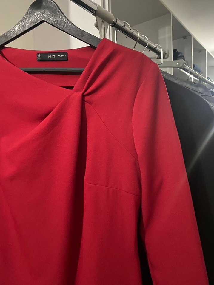 Kırmızı Drapeli Elbise - Görsel 2