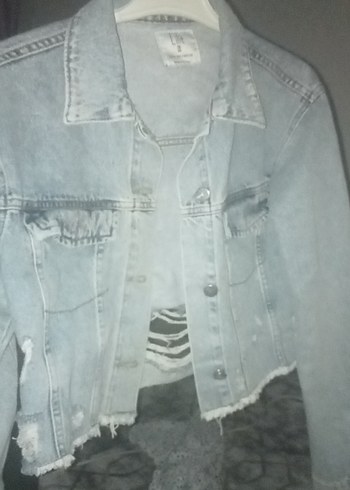 Gri Kadın Denim Ceket, Düğmeli, Sokak Stili