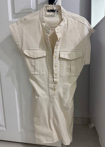 Zara marka krem elbise
