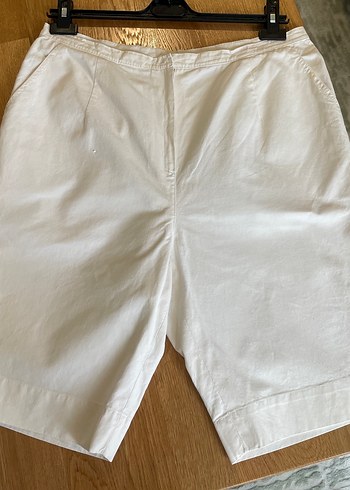 Beyaz %100 pamuk Kadın Bermuda Şort - Görsel 7