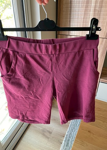 Bordo Rahat Kesim Kadın Bermuda Şort - Görsel 4