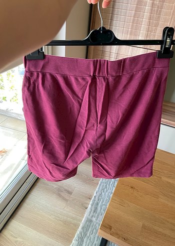 Bordo Rahat Kesim Kadın Bermuda Şort - Görsel 5