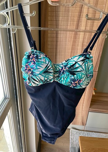 Askılı lacivert kadın mayo - Görsel 4