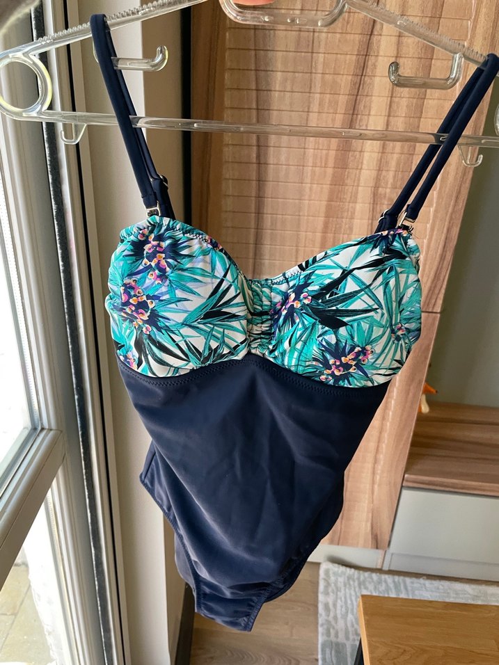 Askılı lacivert kadın mayo - Görsel 4