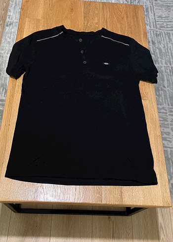 Düğmeli Siyah Erkek Tişört %100 pamuk - Görsel 5