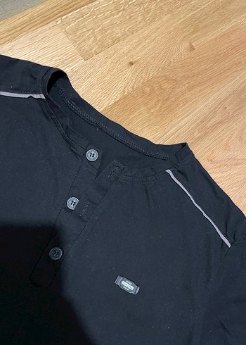 Düğmeli Siyah Erkek Tişört %100 pamuk - Görsel 2