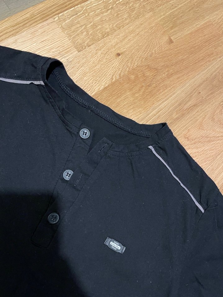 Düğmeli Siyah Erkek Tişört %100 pamuk - Görsel 2