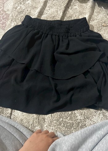 Kadın Siyah Mini Fırfırlı Etek