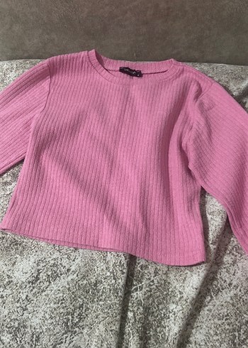 Pembe Örgü Kadın Uzun Kollu Triko