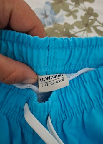 Erkek Mavi Mini Elastik Bel Plaj Şortu 7 yas - Görsel 2