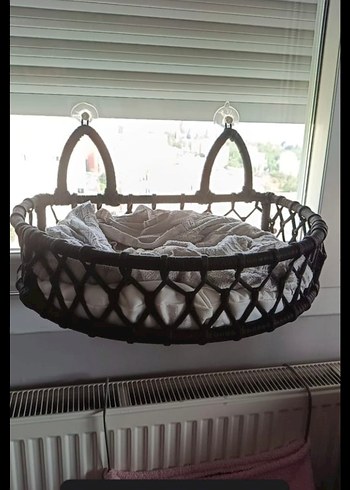 cam askili Beyaz Yastıklı Siyah Kedi Sepeti - Görsel 3