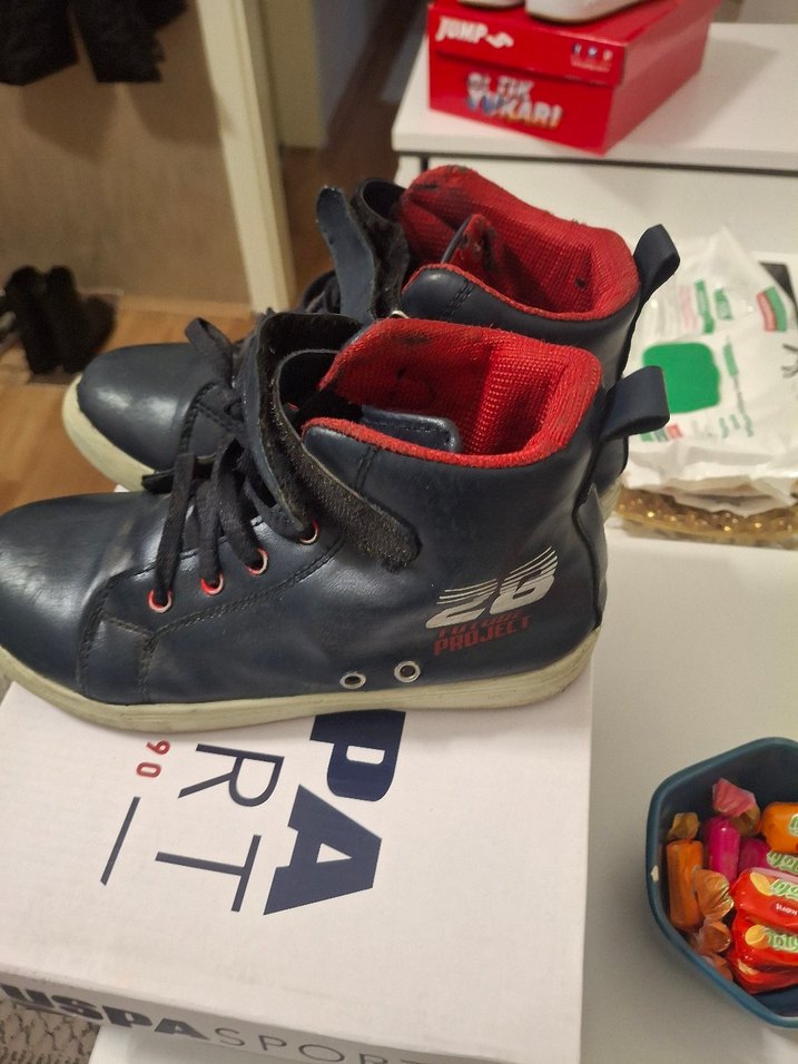 Mavi Gri Erkek Çocuk Spor Botları Velcro - Görsel 2