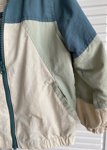 Erkek Çocuk Mavi Gri Fermuarlı Yağmurluk - Görsel 3