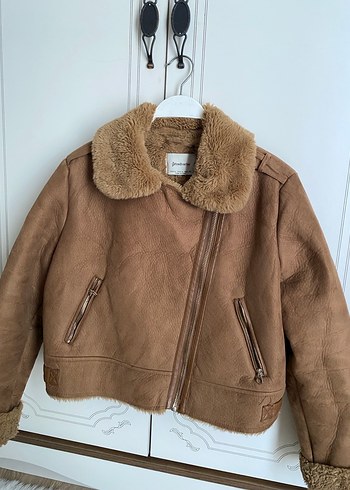 Kahverengi Süet Kürk Detaylı Kadın Ceket 
Stradivarius - Görsel 2