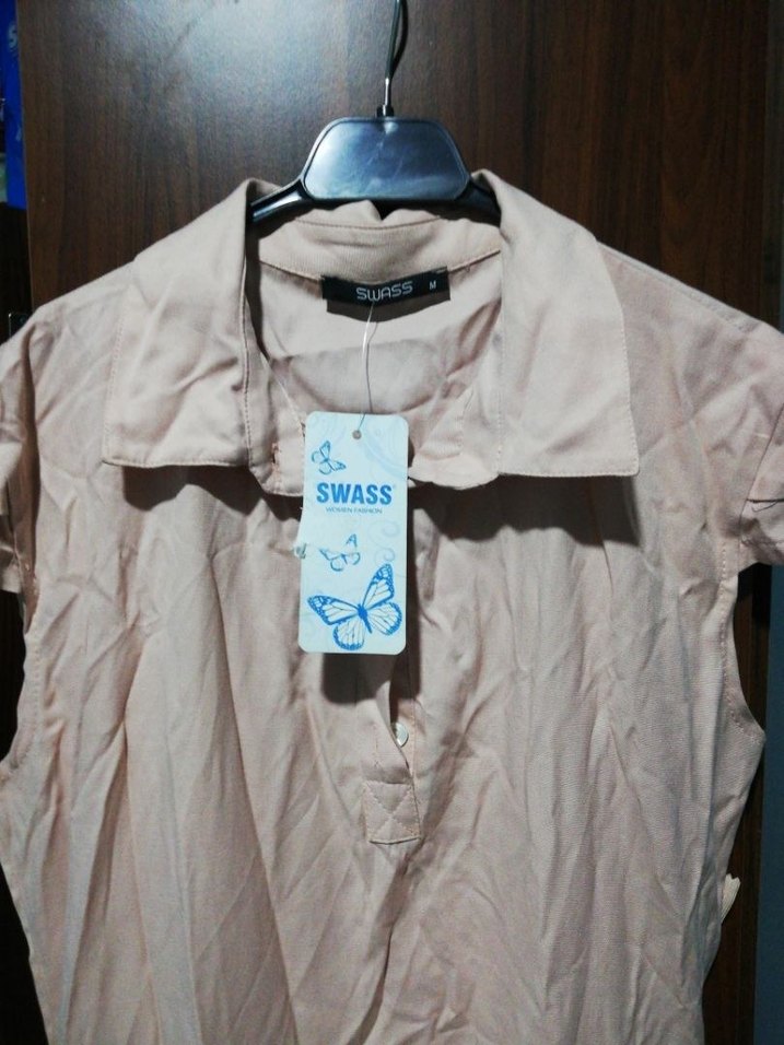 Bej Keten V Yaka Uzun Elbise - Görsel 2