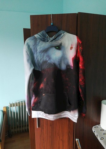 erkek Kırmızı Tie-Dye Salaş Sweatshirt - Görsel 3