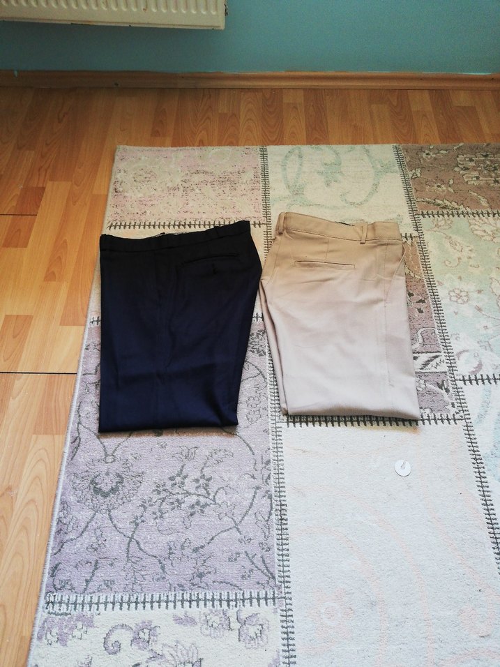 Gri ve Beyaz Erkek Regular Fit Pamuk Pantolon - Görsel 4