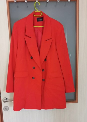 Düğmeli Kırmızı Kadın Blazer Ceket
