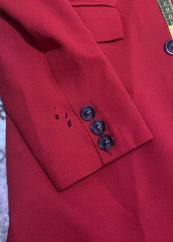48 Beden Kırmızı Düğmeli Kadın Blazer Ceket