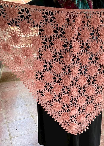 Diğer Dantel Detaylı Pembe Bohem Kadın Şalı