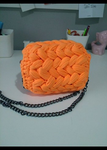 Turuncu Örgü Kadın Çanta - Görsel 2