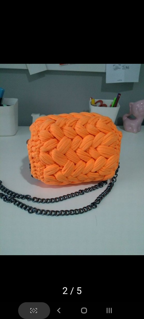 Turuncu Örgü Kadın Çanta - Görsel 2