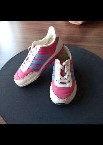 Kız Çocuk Pembe Çizgili Cırtlı Spor Ayakkabı Adidas orjinal - Görsel 2