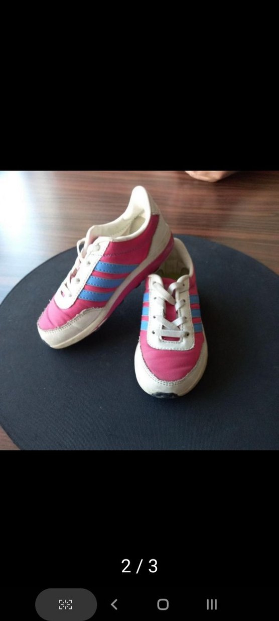 Kız Çocuk Pembe Çizgili Cırtlı Spor Ayakkabı Adidas orjinal - Görsel 2