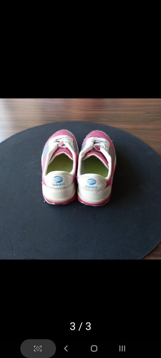 Kız Çocuk Pembe Çizgili Cırtlı Spor Ayakkabı Adidas orjinal - Görsel 3