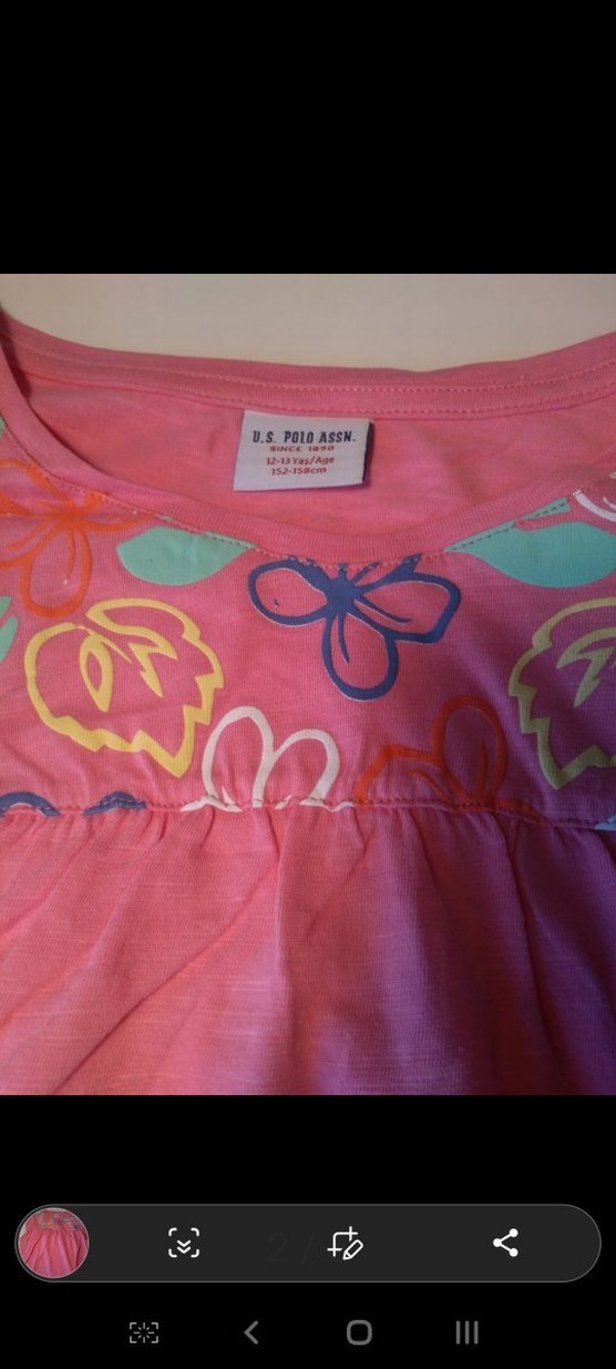 Kız Çocuk Pembe Renkli usp polo tişört - Görsel 2