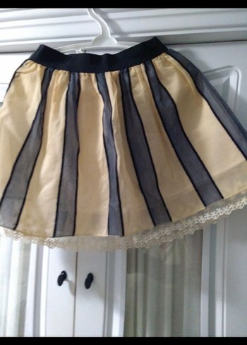 Bej Pilili Mini Etek - Görsel 3