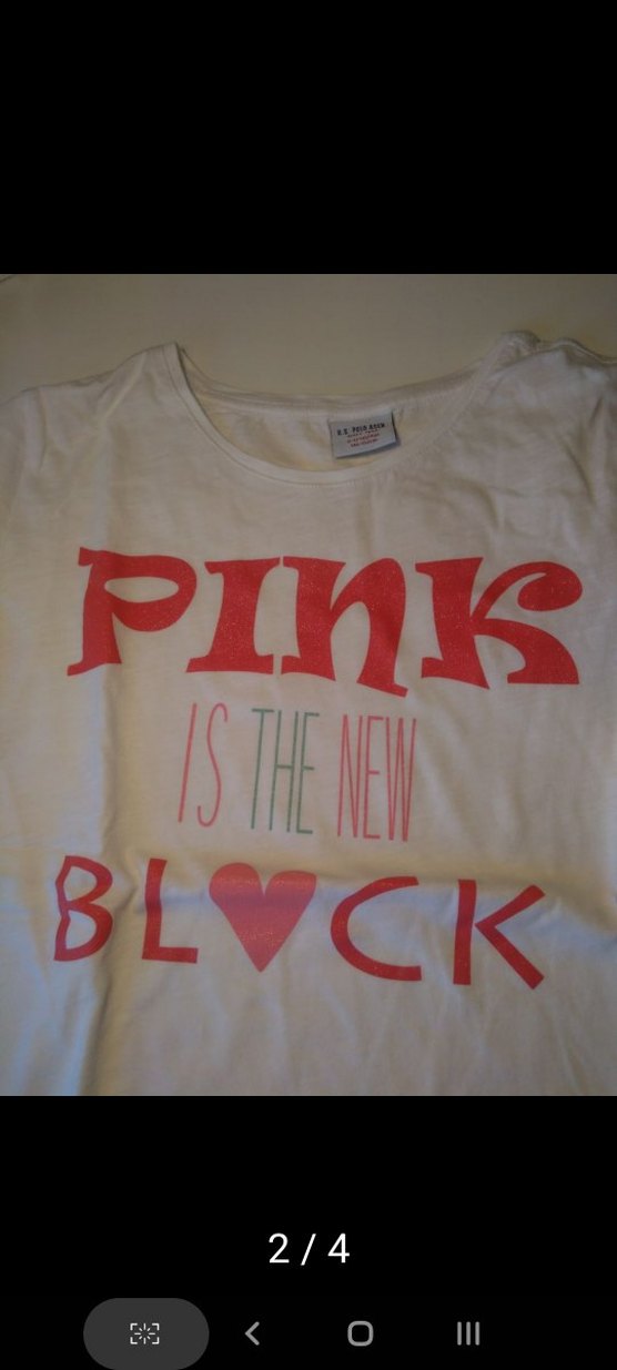 Kız Çocuk Pembe Baskılı Pamuk Tişört usp polo - Görsel 2