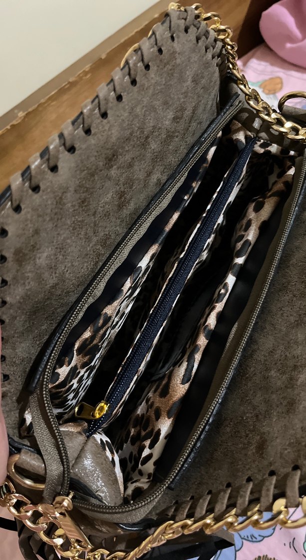 Püsküllü Gri Süet Bohem Kadın Çanta - Görsel 3