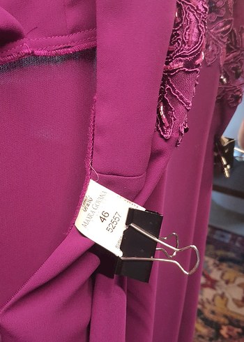 Mor Drapeli Uzun Abiye Tulum - Görsel 7